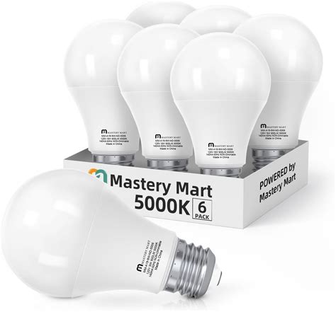 Mastery Mart Led Light Bulbs 60w Equivalent 9w Bright White Led Bulbs A19 5000k Bright