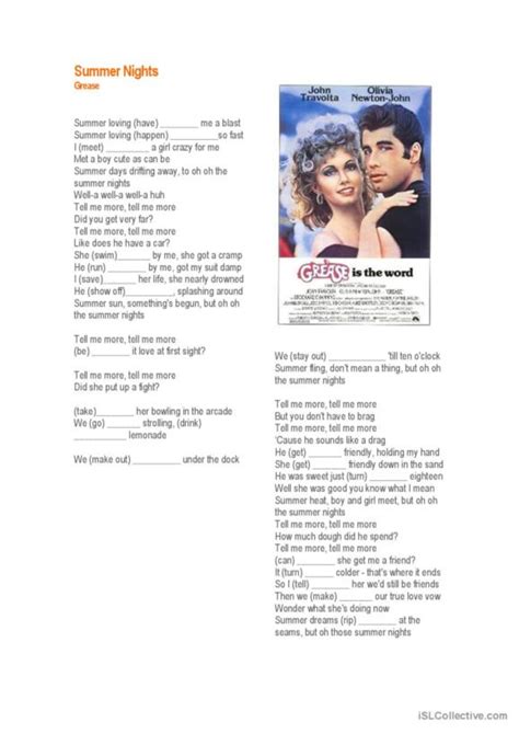 2 Grease English Esl Worksheets Pdf And Doc