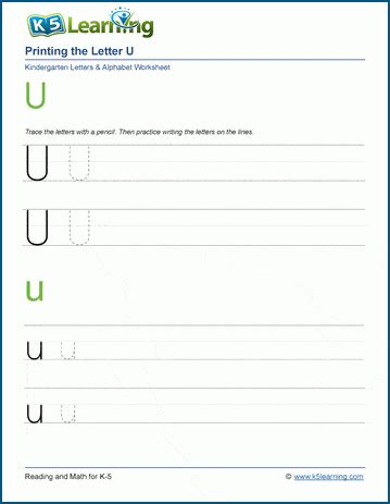 Printing the Letter U u | K5 Learning