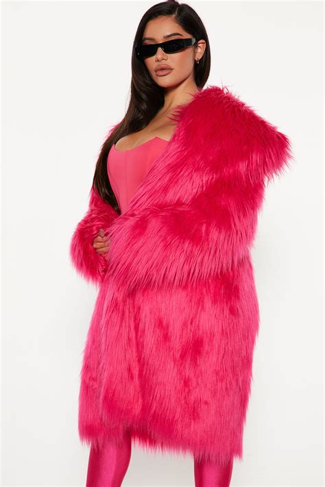 Shya Faux Fur Coat Hot Pink Fashion Nova