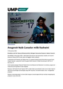 Anugerah Naib Canselor Milik Rashwini UMPSA IR