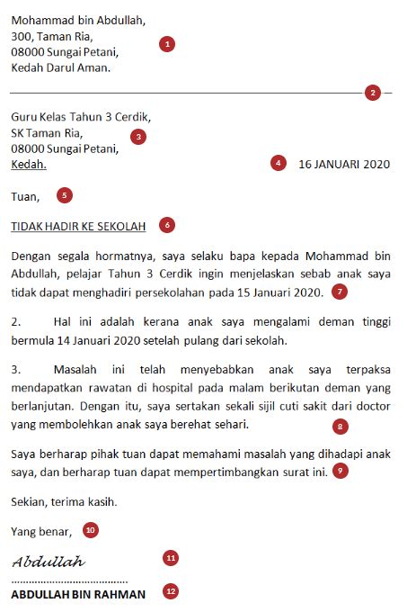 Contoh Karangan Format Surat Rasmi Imagesee