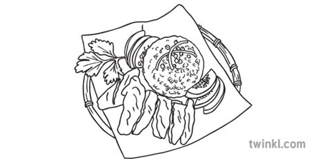 Chicken Rice Favourite Singapore Food Colouring Pages English KS1 Bw RGB