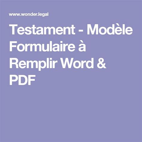 Testament Modèle Formulaire à Remplir Word PDF Testament