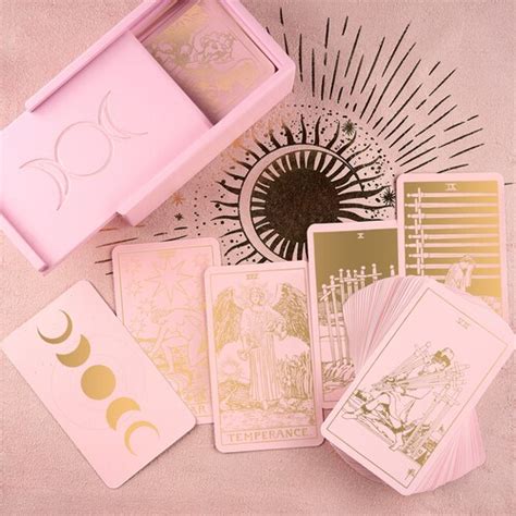 Tarot Deck Pink White Plastic Tarot Cards With Guidebook Etsy Canada