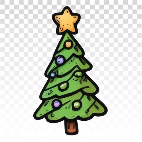 Premium PSD Christmas Tree Colored Drawing