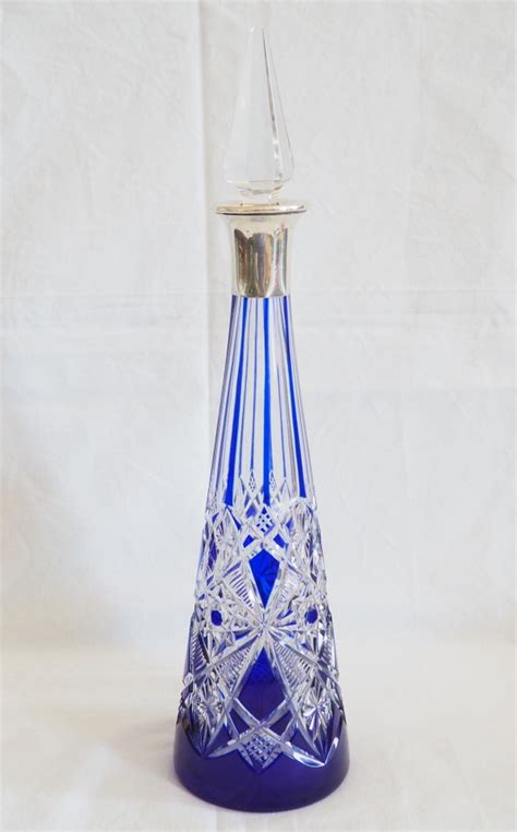 Carafe à liqueur Lagny bleue et argent massif