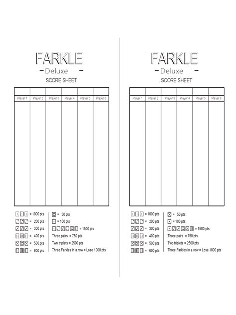 Printable Farkle Score Sheet Free Printable Templates