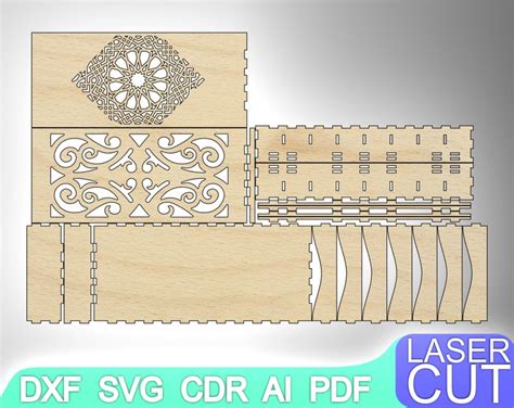 Laser Cut Box Laser Cut Files Svg Dxf Cdr Vector Plans Etsy Uk