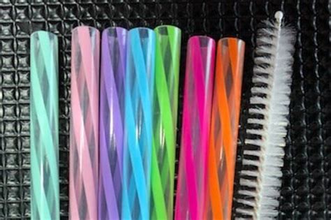 7 Reusable 11 Inch Clear Swirly Straws No Rings Bpa Free Free Shipping