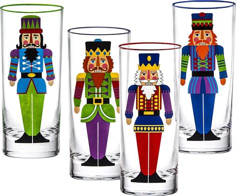 Amazon Godinger Highball Glasses Drinking Cups Nutcracker Theme