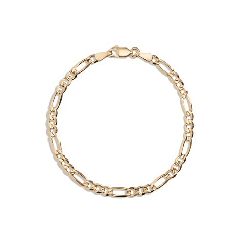 Large Gold Figaro Chain Anklet in Yellow, Rose or White Gold