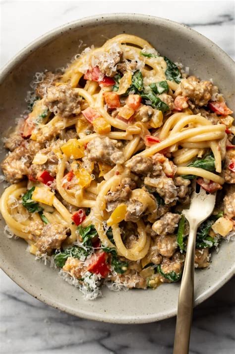 Creamy Sausage And Peppers Pasta Salt Lavender