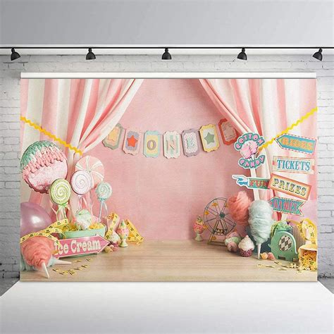 Mehofond 7x5ft Candyland Ice Cream Pink Girl One Birthday