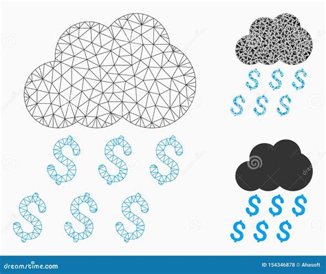 Geld Regen Vektor Mesh Network Model Und Dreieck Mosaik Ikone Vektor