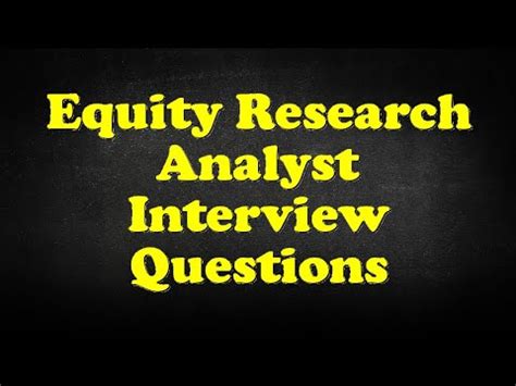 Equity Research Analyst Interview Questions YouTube