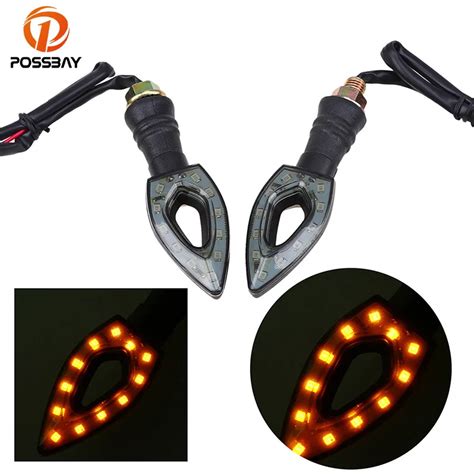 Possbay Flashing Motorcycle Led Turn Signal Light Arrow 12 Led Indicator Lamp Amber Universal