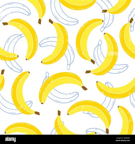 Seamless Pattern With Bananas On White Background Fruits Textureit Be