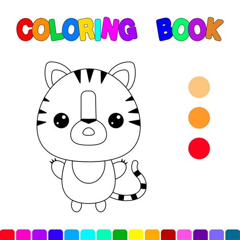 Coloring book with a tiger.Coloring page for kids.Educational games for ...