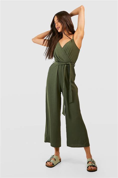 Strappy Wrap Culotte Jumpsuit Boohoo Uk