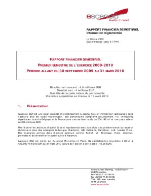 Remplissable En Ligne Rapport Financier Semestriel Premier Semestre De