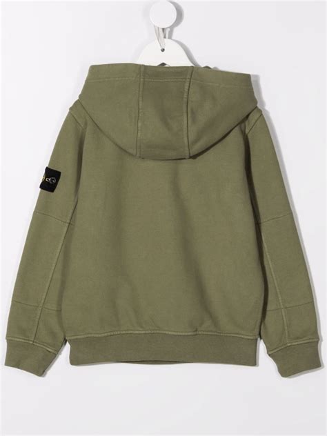 Stone Island Junior Logo Patch Half Zip Hoodie Uk