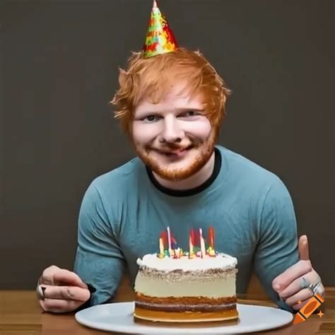 Ed Sheeran Smiling And Serving Cake For A 30th Birthday Celebration On