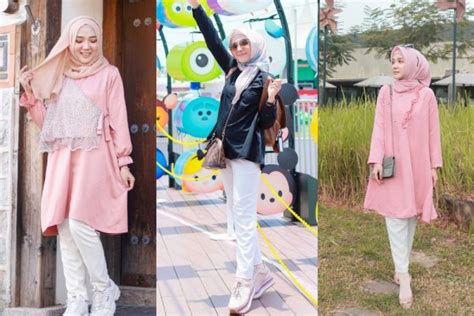 10 Ide Mix And Match Outfit Hijab Pakai Celana Putih Ala Ayu Indriati