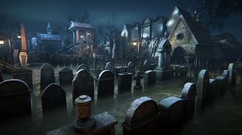 3d Model Old Graveyard Vr Ar Low Poly Cgtrader