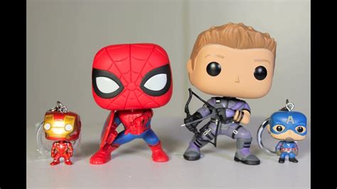 Captain America Civil War Spider Man Hawkeye Funko Pop Set Review