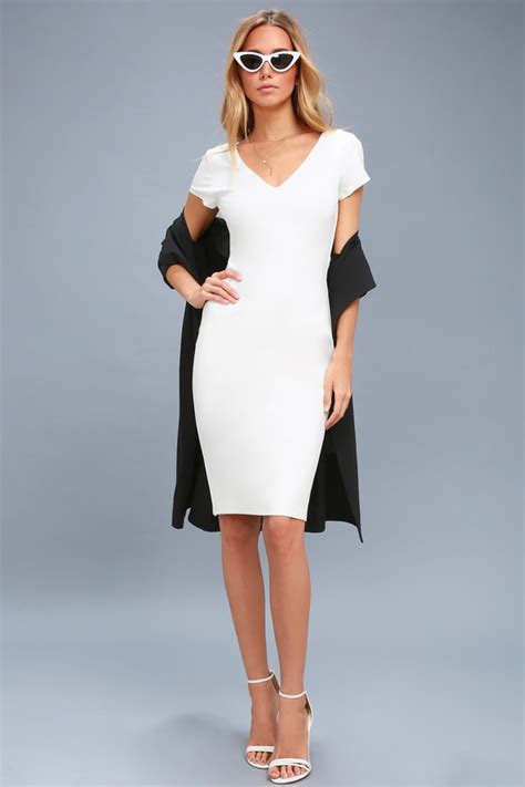 Chic White Dress Bodycon Dress Bodycon Midi Dress Lwd Lulus