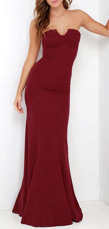 Ladylove Wine Red Strapless Maxi Dress Dressy Dresses Gala Attire