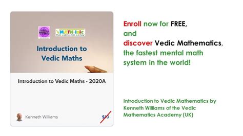 Free Introduction To Vedic Mathematics Course Math Inic