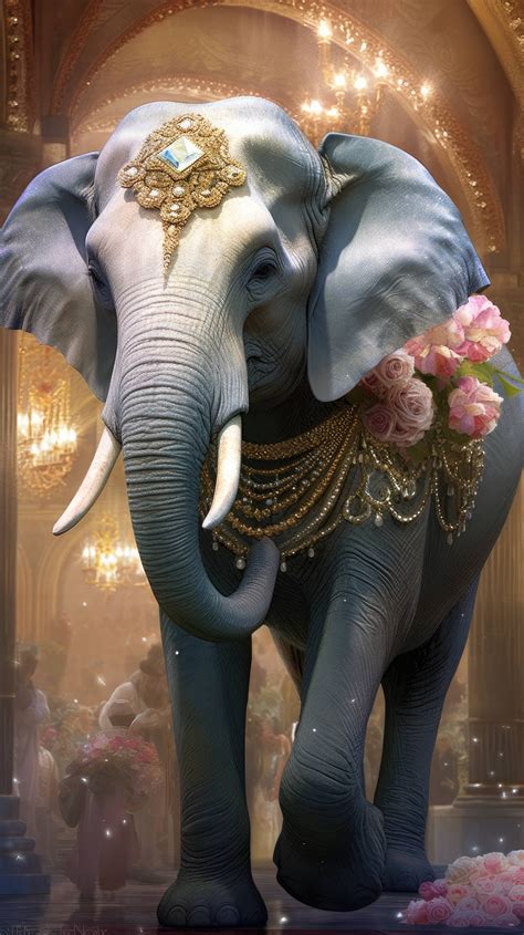 A Sophisticated Elephant In An Elegant Evening Gown Attending A