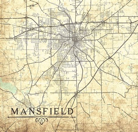 Mansfield Oh Canvas Print Ohio Oh Vintage Map Oh City Vintage Etsy