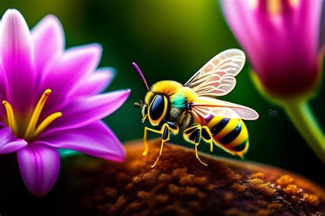 Una Abeja En Una Flor Fondos De Pantalla Foto Premium