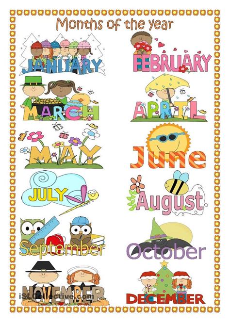 Free Printable Preschool Months Of The Year