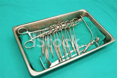 Set Of Surgical Instrument On Sterile Tray Stock Photo Royalty Free