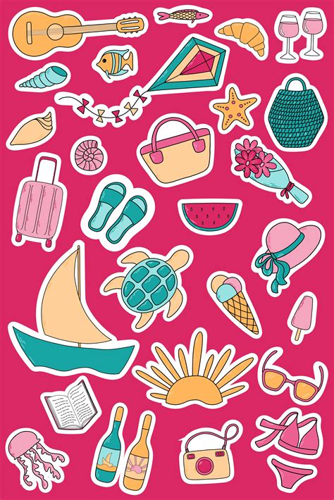 28 Beach Stickers In Ai Eps  Png