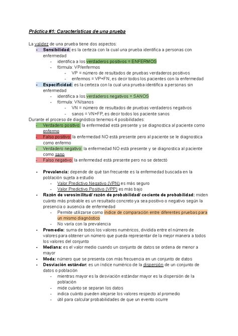 Repaso Lab De Fisio Ii Pr Ctica Caracter Sticas De Una Prueba La