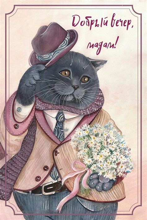 Добрый вечер | Katten tekening, Kattenillustraties, Kattenkunst