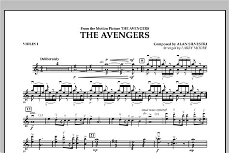 The Avengers Main Theme Arr Larry Moore Violin 1 By Alan Silvestri Sheet Music For