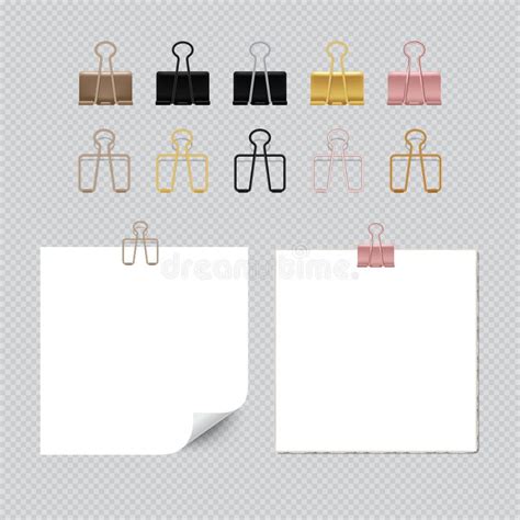 Set Of Binder Clamp Fasteners Document Sheets Clip Metal School