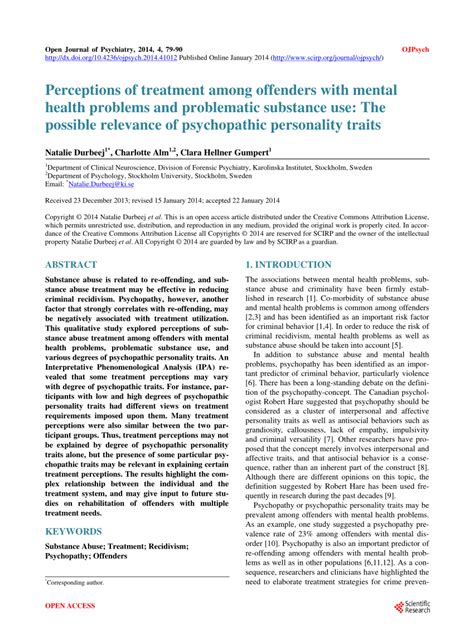 Pdf Perceptions Of Treatment Among Offenders With Mental Health