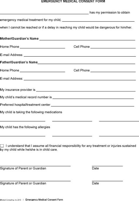 Medical Consent Form Word Template