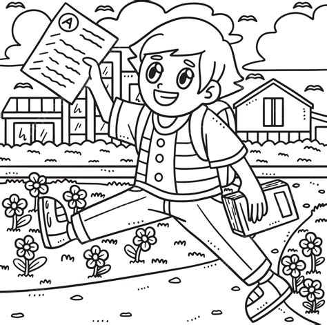 Coloring Student With Test Papers For Back To School Vector Coloring