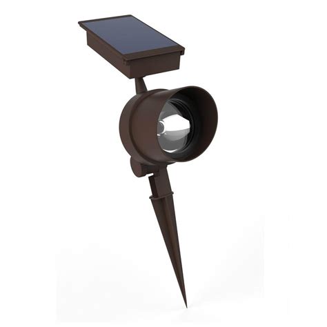 Hampton Bay Solar Bronze Outdoor Integrated Led Metal Landscape Spot Light S8187 The Home Depot