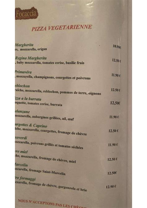 Carte Et Menus La Focaccia Lyon Thefork