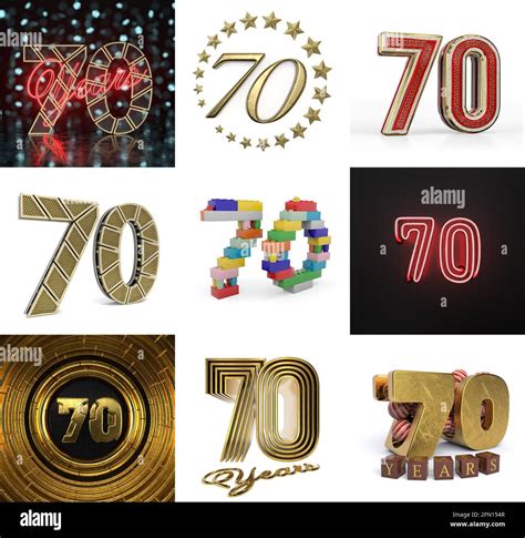 Set of seventy year birthday. Number 70 graphic design element ...