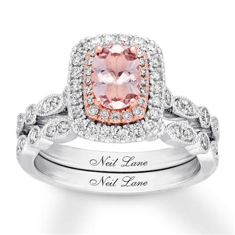 Neil Lane Morganite Bridal Set 3 4 Ct Tw Diamonds 14K Gold Pink